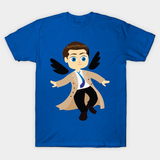 Cute Angel Castiel Supernatural Chibi T-Shirt by Alice_Wieckowska